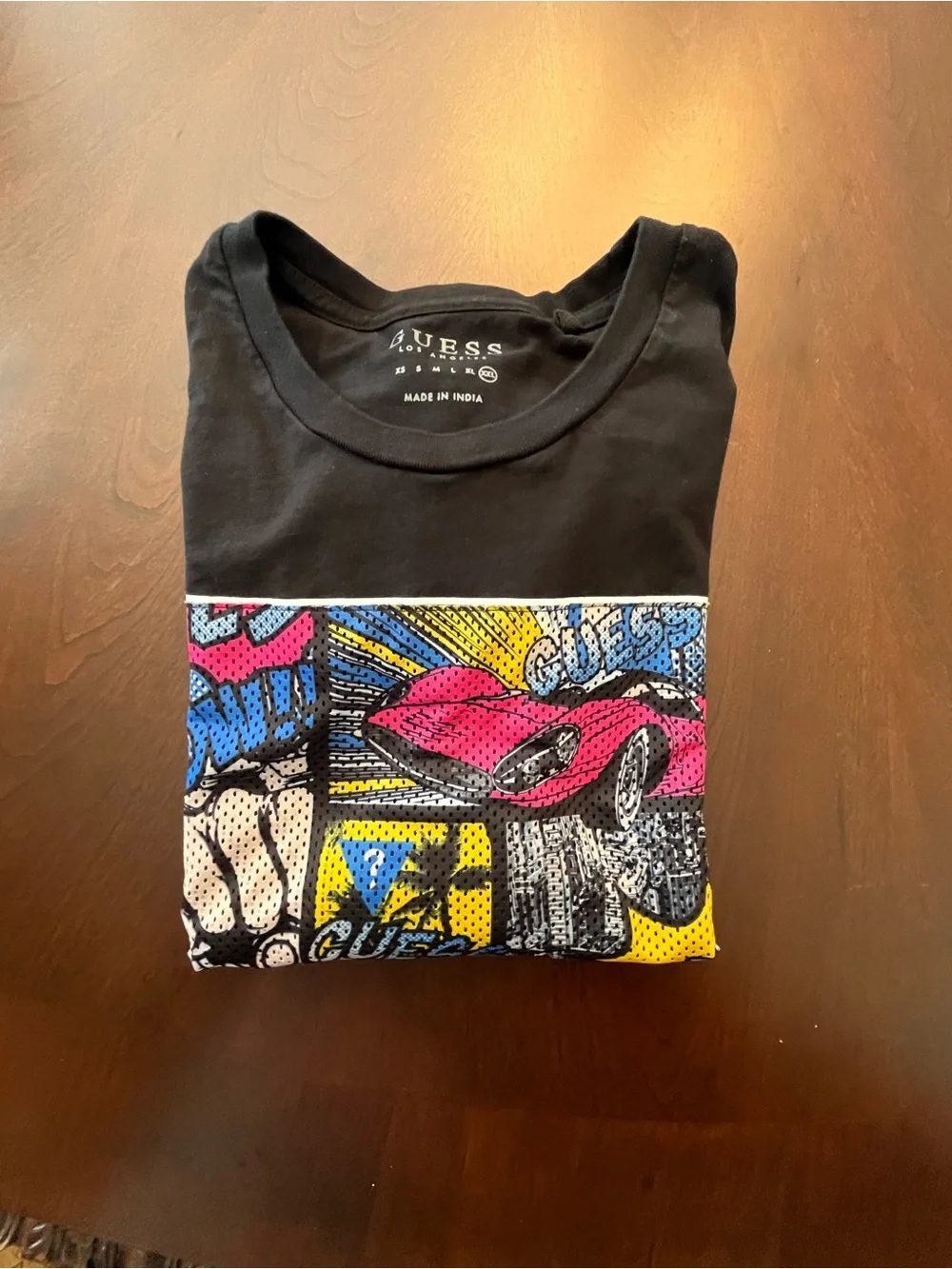 GUESS men’s Black Graphic Comic Panel Tee - Picture 2 of 9